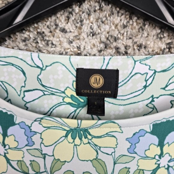 JM Collection Top Womens Small Teal Floral Print Blouse Cold Shoulder Ladies - Picture 6 of 7